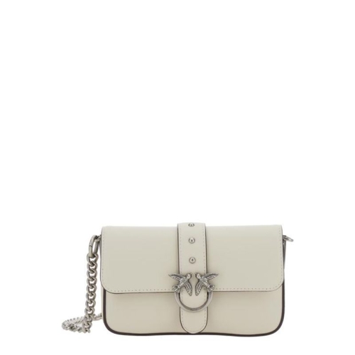 핑코 PINKO Love One Slouchy White Shoulder Bag with Chain Strap and Love ..