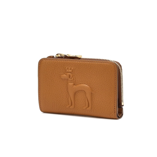 헤지스 여성 브라운 퍼피 엠보 라운드지퍼 반지갑_HIWA6E252W2