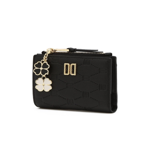 닥스 여성 블랙 DD로고 소가죽 슬림 반지갑_DCWA6E635BK