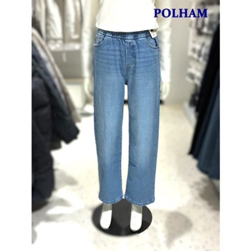 폴햄 여성 약기모 밴딩 세미와이드 데님 팬츠 PHG1DP2063 -US