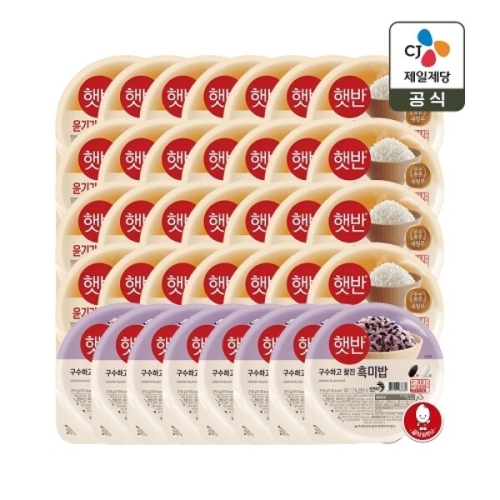 CJ제일제당  햇반 윤기가득 쌀밥 210g 28개 + 흑미밥 210g 8개