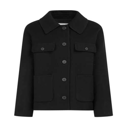 헤지스레이디스 여성 캐시미어 블랙 포켓 장식 숏 코트 WSCO4D903BK