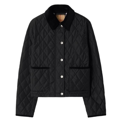 버버리 블랙 샌드 나일론 크롭 퀼팅 재킷 81074651