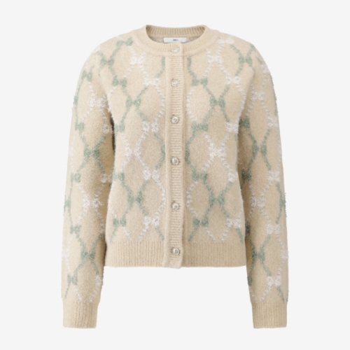 듀엘 여성 라운드넥 자카드 가디건 D254KSL046