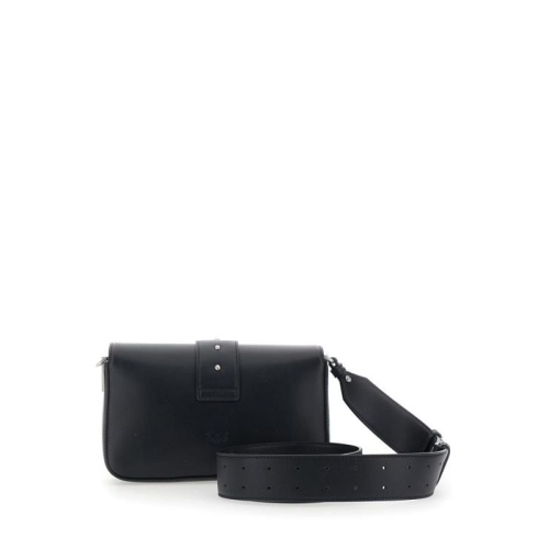 핀코 Black Shoulder Bag with Love Birds Plaque on the Front in Leather Wo..