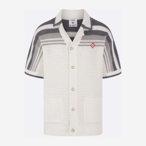 카사블랑카 코튼 크로셰 노치드 칼라 볼링 셔츠 MSP26KW93301 W