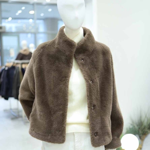 온앤온 여성 하이넥 페이크퍼 밍크 재킷 NJF5WJC99