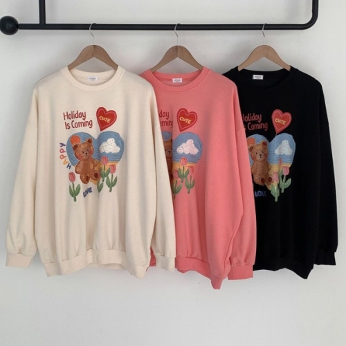 아이우먼 빅사이즈티 V826L512 큐트튤립베어맨투맨 MA