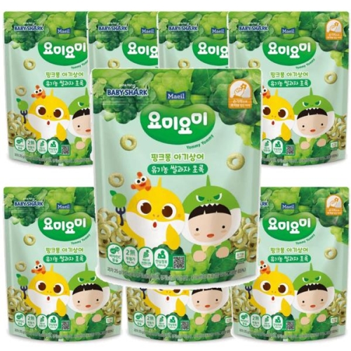 요미요미 핑크퐁 아기상어 유기농 쌀과자 초록 25g