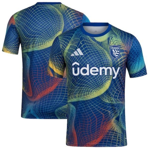 아디다스  새너제이 어스퀘이크스 2025 유나이티드 We Play 에어로레디 프리매치 탑 블루 11145203