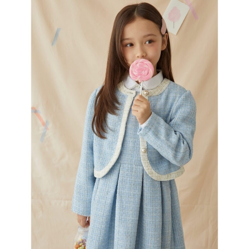 빈폴 키즈 클래식 트위드 원피스 재킷 세트 스카이 블루 BI6171G01Q