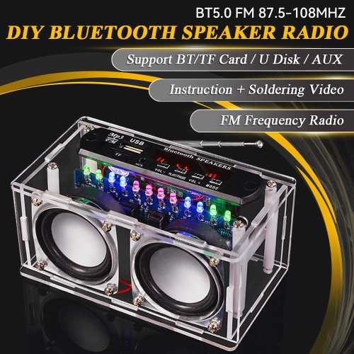 FM  블루투스 모듈 라디오가 있는 DIY 블루투스 스피커 키트 8색상5108MHZ 납땜 어셈블리 U 디스크 프로젝트
