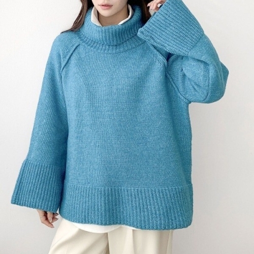 옷자락 다잇템 여자 박스 폴라넥 빅사이즈 라글란 FW 클래식 니트_23915963