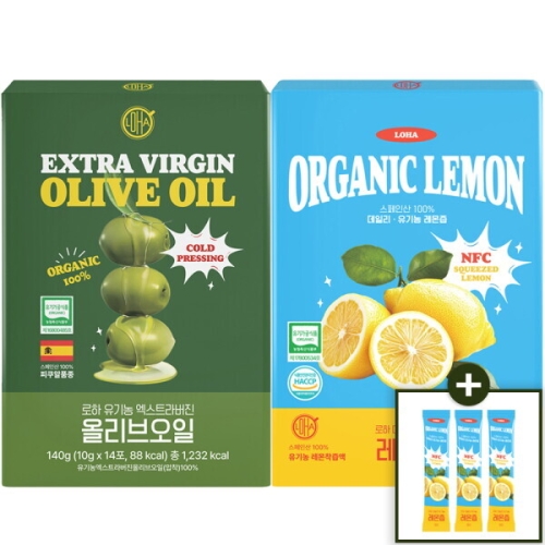 (주)청담 로하 올레샷세트 유기농 올리브오일 14포 + 레몬즙 14포 + 레몬즙 3T
