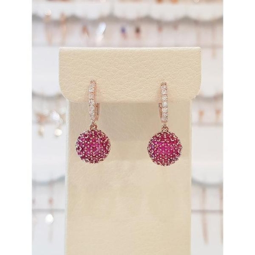 볼라레  세이브존01 40대여자생일선물 루비 큐빅 미러볼 원터치 귀걸이 VE202 S16218201