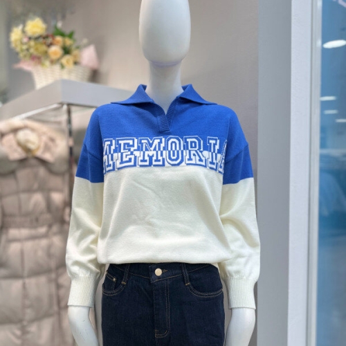 더틸버리 배색 슬릿칼라 풀오버니트 MTPBM1PO03W_DG