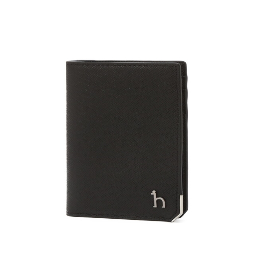 헤지스 ACC BASIC 블랙 실버바장식 소가죽 카드 HJHO6E942BK