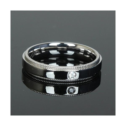 티파니앤코  티파니 74791387 1포인트 다이아 PT950 플래티늄 밀그레인 투게더 4mm반지 14호