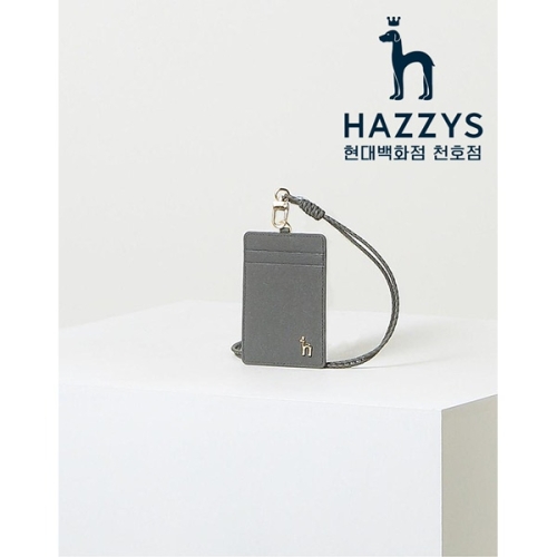 헤지스 여성 그레이 배색 가죽 목걸이카드홀더 HIHO5F602G2