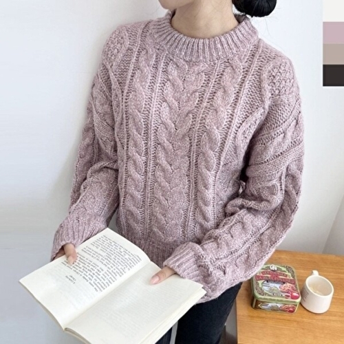 YAN 1074 여자도톰한오버핏꽈배기니트 KYR-WCDEE23