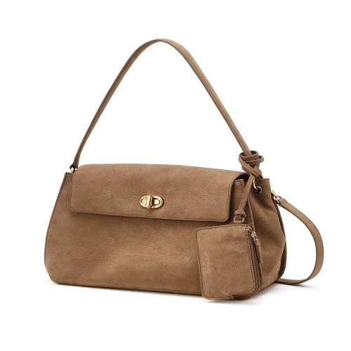 질스튜어트 AUBE 누벅 오브 장식 숄더백 M 베이지 JABA6E133