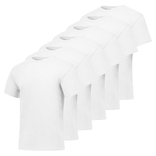 헤인즈 남성용 에센셜 반소매 티셔츠 벨류 팩 무지 반팔 티 팩 6-팩 화이트 라지 142677