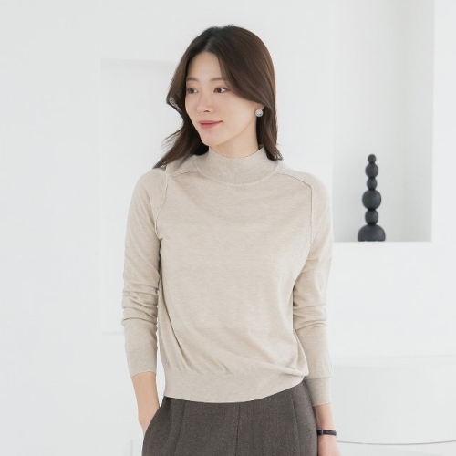 마담4060 엄마옷 메리노울반폴라니트-QKN2512025