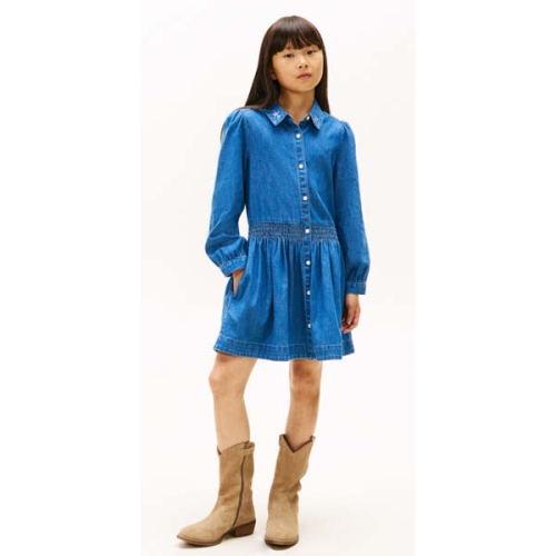 타미힐피거칠드런 6 엠브로이더리 플라워 데님 원피스 T42G0RDR320GT1 TOMMYHILFIGER 3T 14 여아용