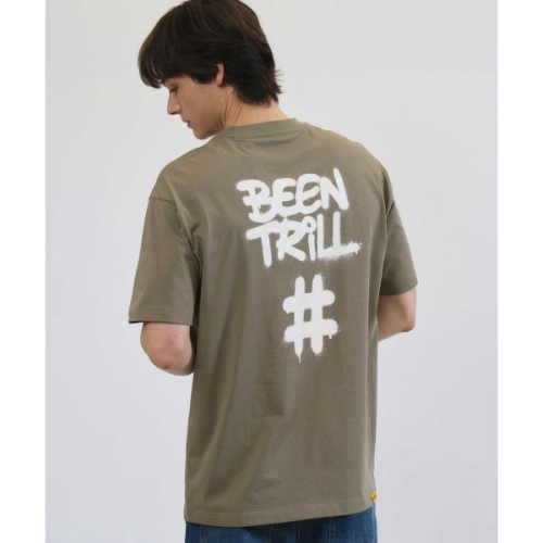 수프 빈트릴 BEENTRILL 레이 해시태그 티셔츠 카키 BA252TS010KH 164907 XL