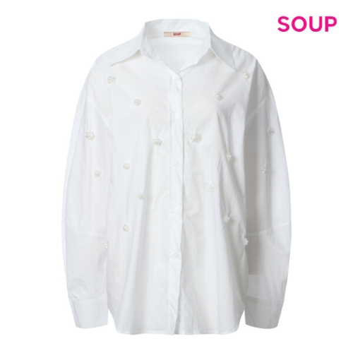 스위트숲 진주 비즈 포인트 오버핏 셔츠 S5ALS10