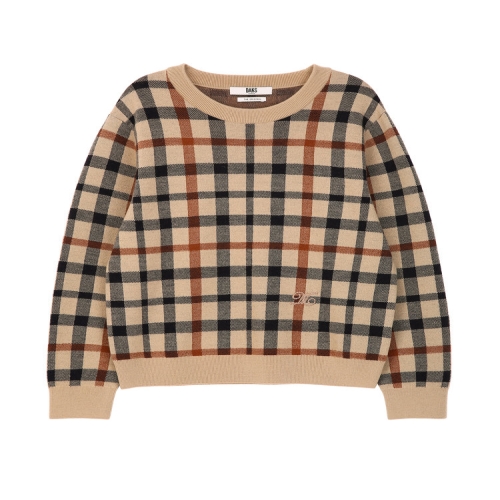 닥스레이디스 여성 체크 라운드 울100 니트 DLSW6AG12