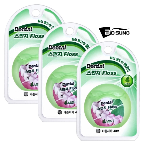 보성메딕스 보성 바른치카 스펀지 치실 민트 40m