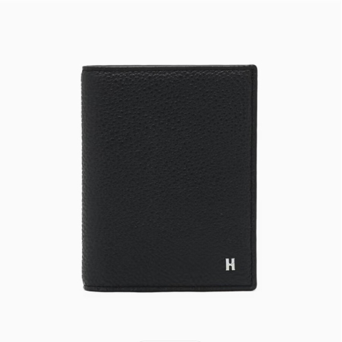 헤지스 남성 네이비 로고장식 소가죽 중지갑 HJWA6E611N2