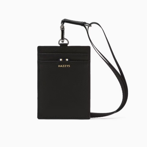 헤지스 남성 블랙 로고프린트 소가죽 카드지갑 HJHO6E510BK