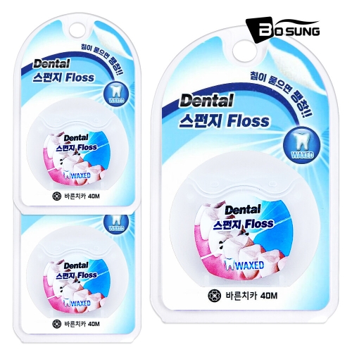 보성메딕스 보성 바른치카 스펀지 치실 왁스 40m