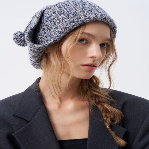 아떼바네사브루노 여성 블루그레이 울캐시미어 보카시 이어캡 비니 AAHE5F619G2