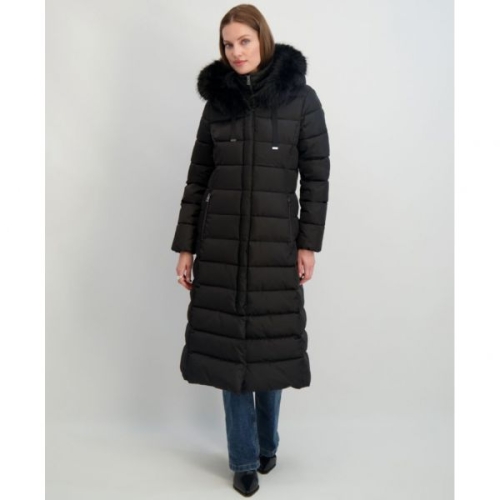 타하리 여성용 맥시 샤인 비브드 가짜 모피 트리밍 후드 퍼프 코트 SSPHHWJG 867082