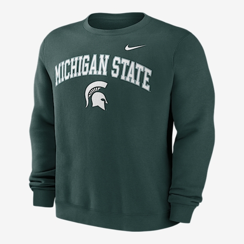 나이키  Michigan State Arch 남성 College Pullover Crew Green NKPU3EYMST-Y48