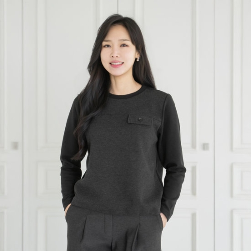 마담4060 엄마옷 밴딩배색포켓티셔츠 여성 데일리 -ZTE2512062