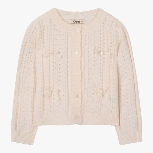 치크 키즈 리본이 예쁜 스카시 케이블 가디건 CKCK2611G