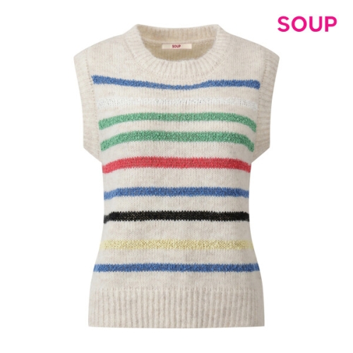 스위트숲 멀티 라인 배색 포인트 니트 베스트 S5CVE06