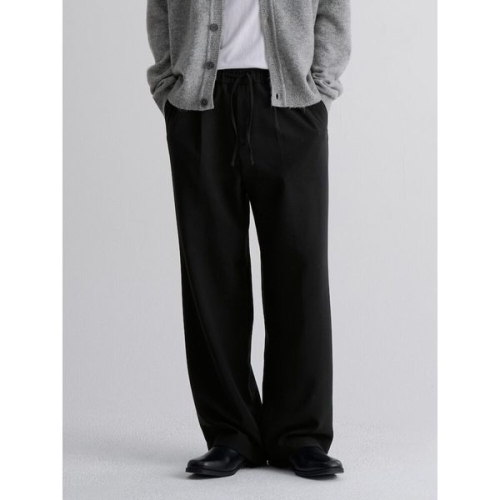 에잇세컨즈 456Z21MMF5 매일슬랙스 기모 와이드핏 밴딩 슬랙스 블랙