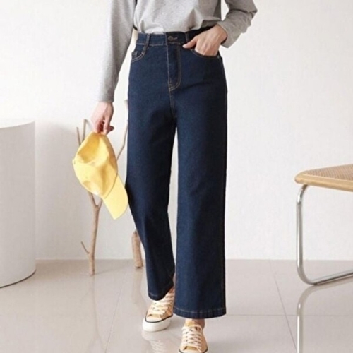 하이 여성 웨스트 청바지 감성 1P 뒷밴딩 통바지 KYR-WFH5WRM