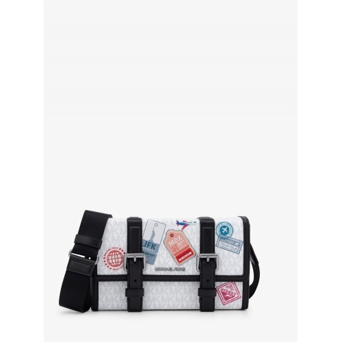 마이클코어스 쿠퍼 임벨리시드 트렁크 크로스바디 MK 시그니처 37R6LCOM1B3535 브라이트 화이트