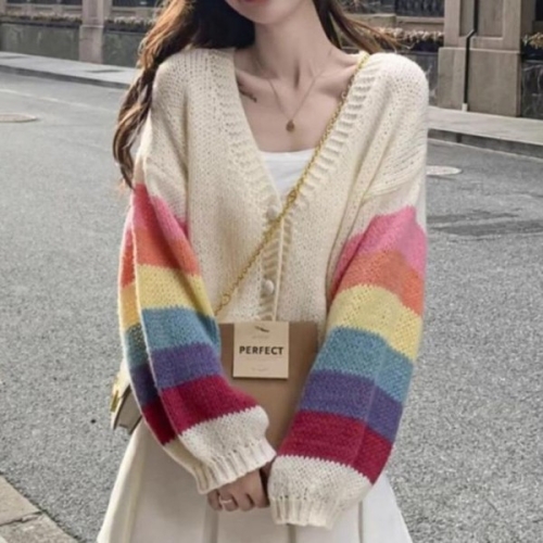 무지개 슬리브 포인트 가디건 SWC-1005270