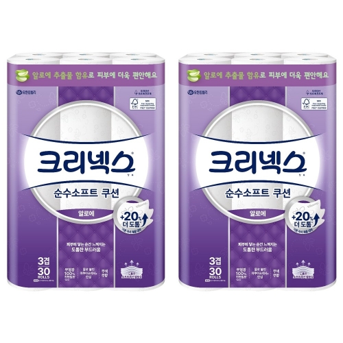 크리넥스 순수 소프트 쿠션 알로에 27m (30롤)