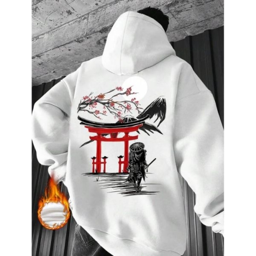 남성 가을 겨울 개인화 살구색 후드티 도리이 사무라이 일본 스타일 2246072 J