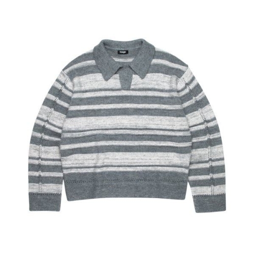 랭글러 카라넥 스트라이프 니트 멜란지 그레이 WR2204KT03MG 366474