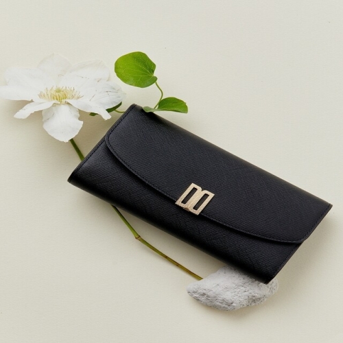 닥스 여성 블랙 DD로고 소가죽 장지갑 WCWA4F451BK