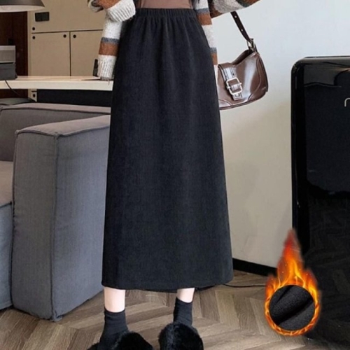 골덴 겨울롱스커트 스커트 기모안감 여성바지 WFKB4JW
